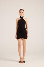 Rachel Black Halter Neck Mini Dress-3