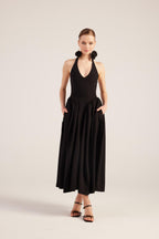 Ophelia Black Princess Style Maxi Dress-2