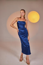 Dipsy Blue Satin Strappy Slit Midi Dress-4