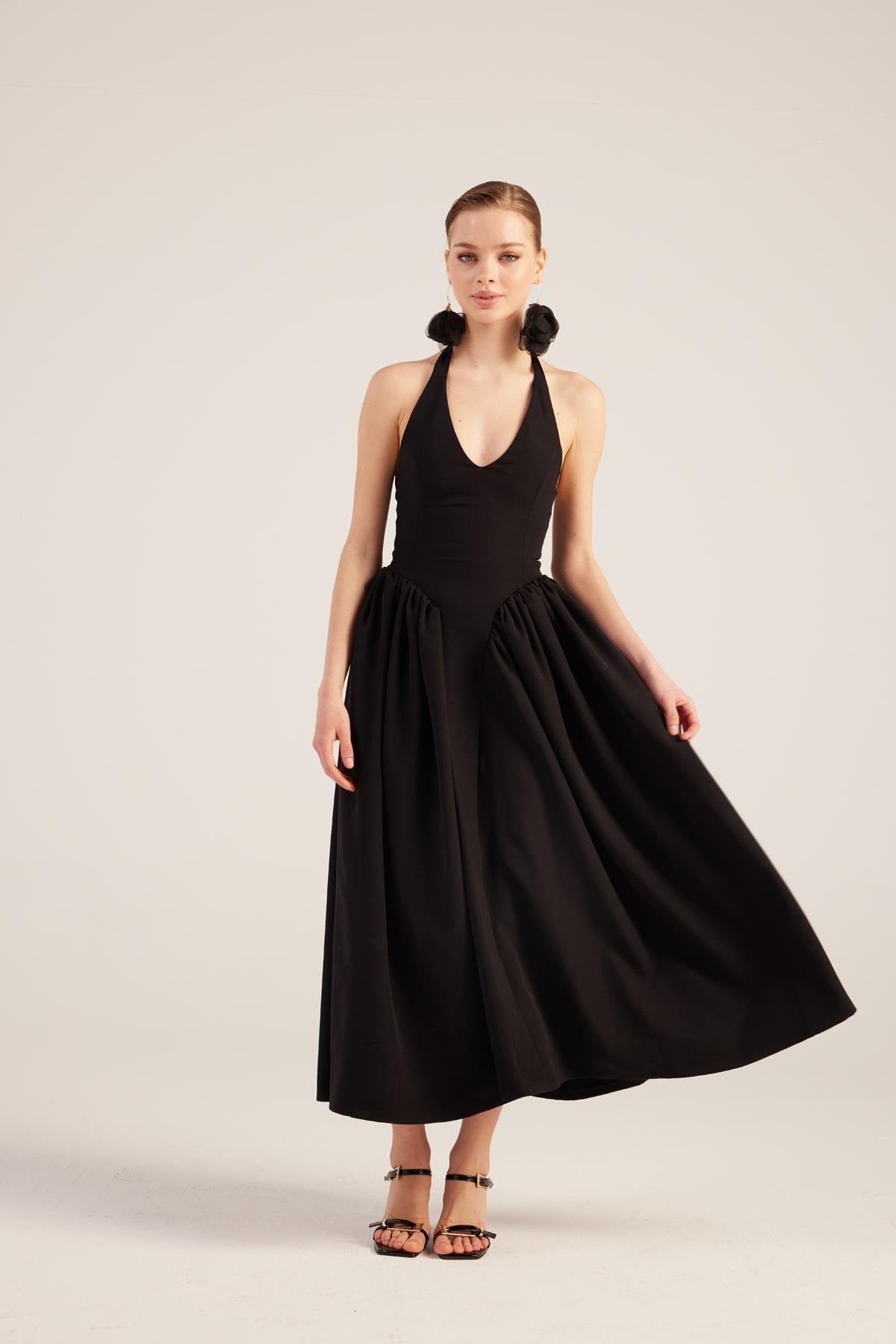 Ophelia Black Princess Style Maxi Dress-4