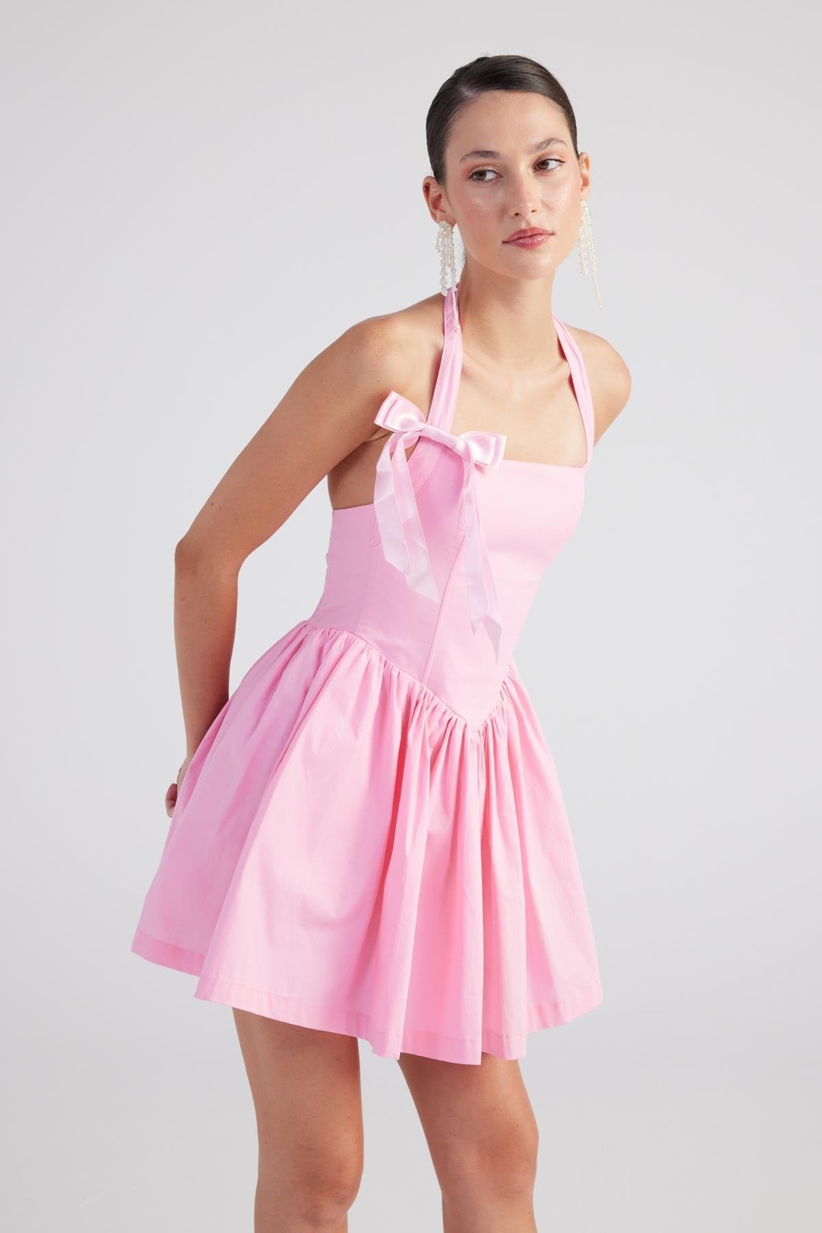 Teresa Pink Pleated Skirt Mini Dress-4