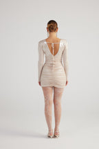 Karly Beige Shiny Mini Dress-1