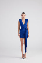 Uma Navy Blue Ruched Mini Dress-2