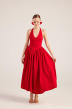 Ophelia Red Princess Style Maxi Dress-3
