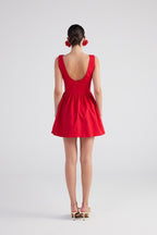 Alena Red Pleated Skirt Mini Dress-1