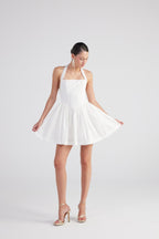 Teresa White Pleated Skirt Mini Dress-0