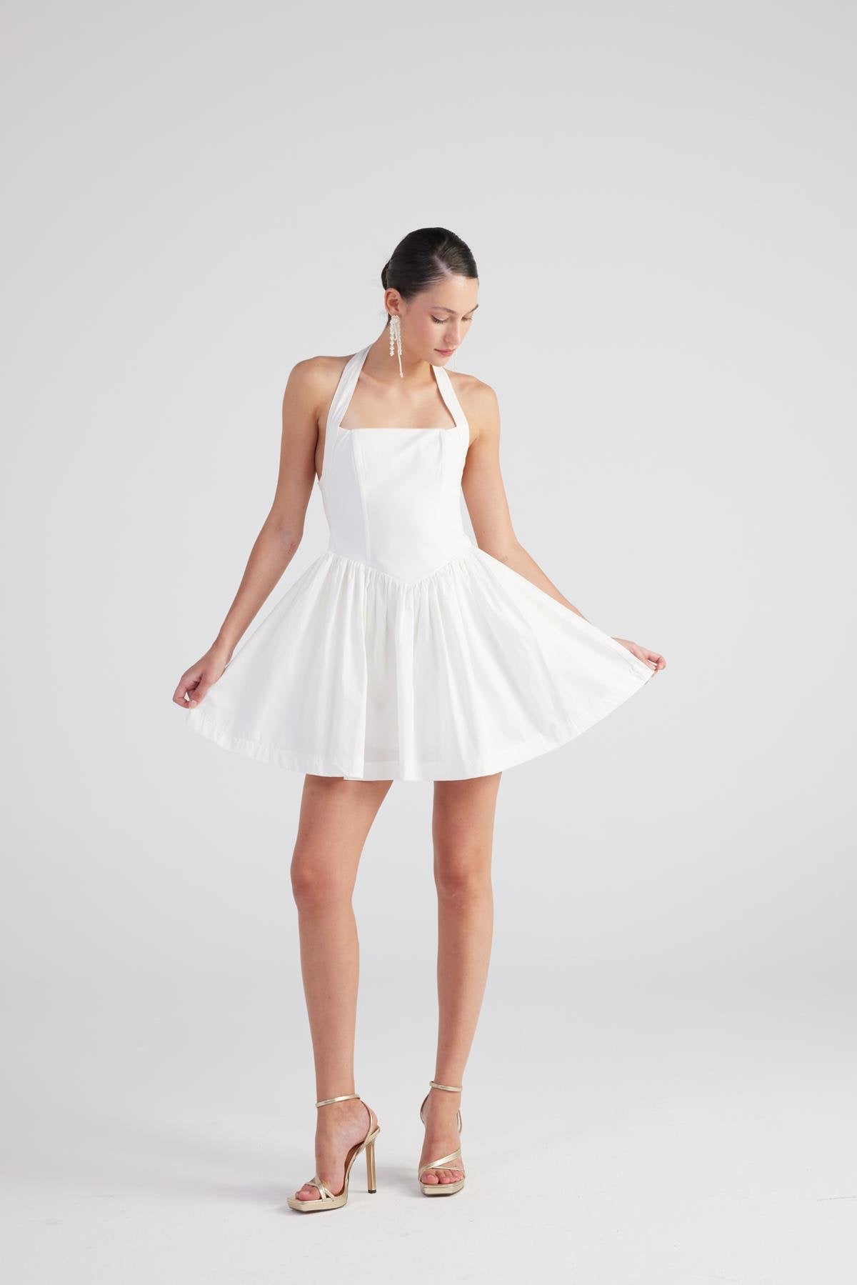 Teresa White Pleated Skirt Mini Dress-0