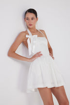 Teresa White Pleated Skirt Mini Dress-3