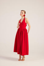 Ophelia Red Princess Style Maxi Dress-2