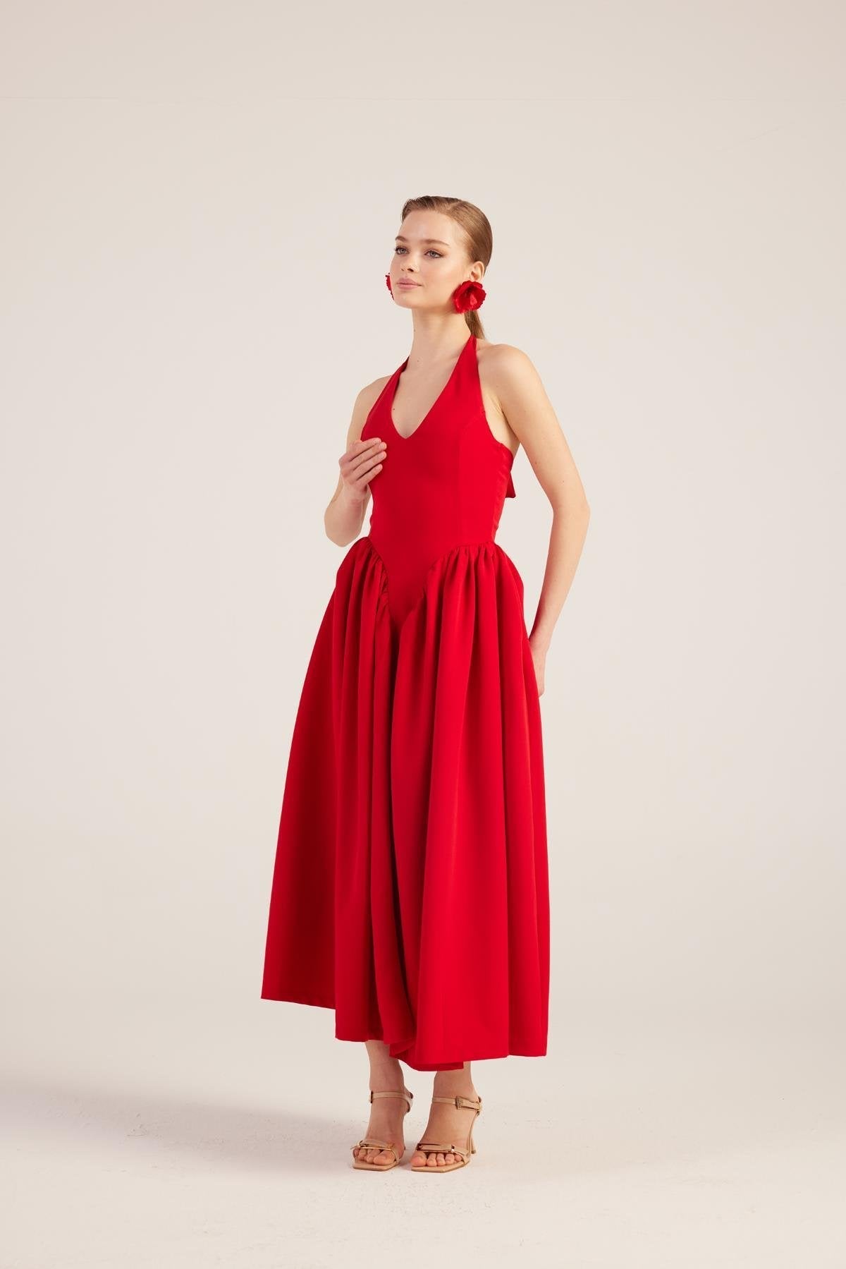 Ophelia Red Princess Style Maxi Dress-2