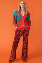 Christmas Tree Red - Green Cashmere Cardigan-0