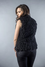 Black Genuine Merino Shearling Vest-1