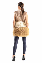 Beige Geniune Sheepskin Fur Vest-1