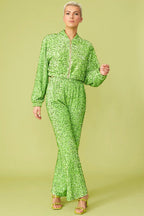 Green Bamboo Blend Sequin Trousers-1