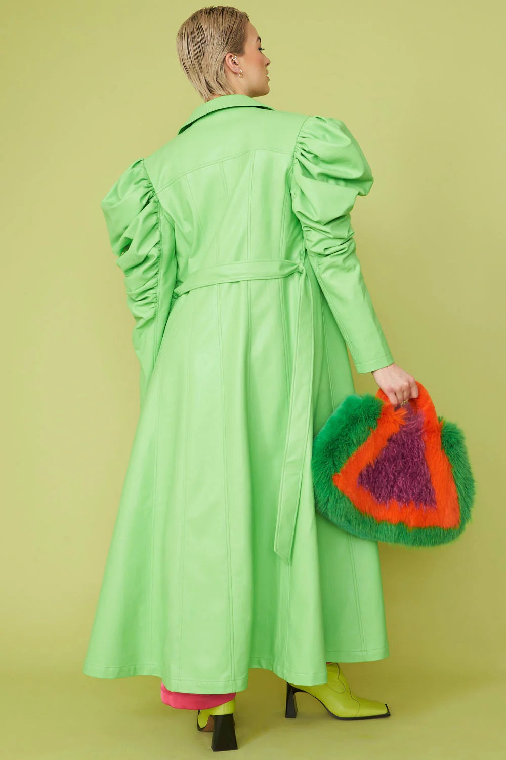 Hand Crafted Bamboo Multicolor Faux Fur Bag-3