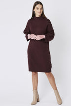 Light Pink Faux Suede Gloves With Faux Fur Pom-2