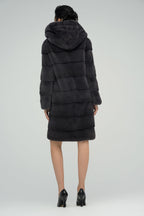 Anthracite Hooded Mink Fur Maxi Coat-1