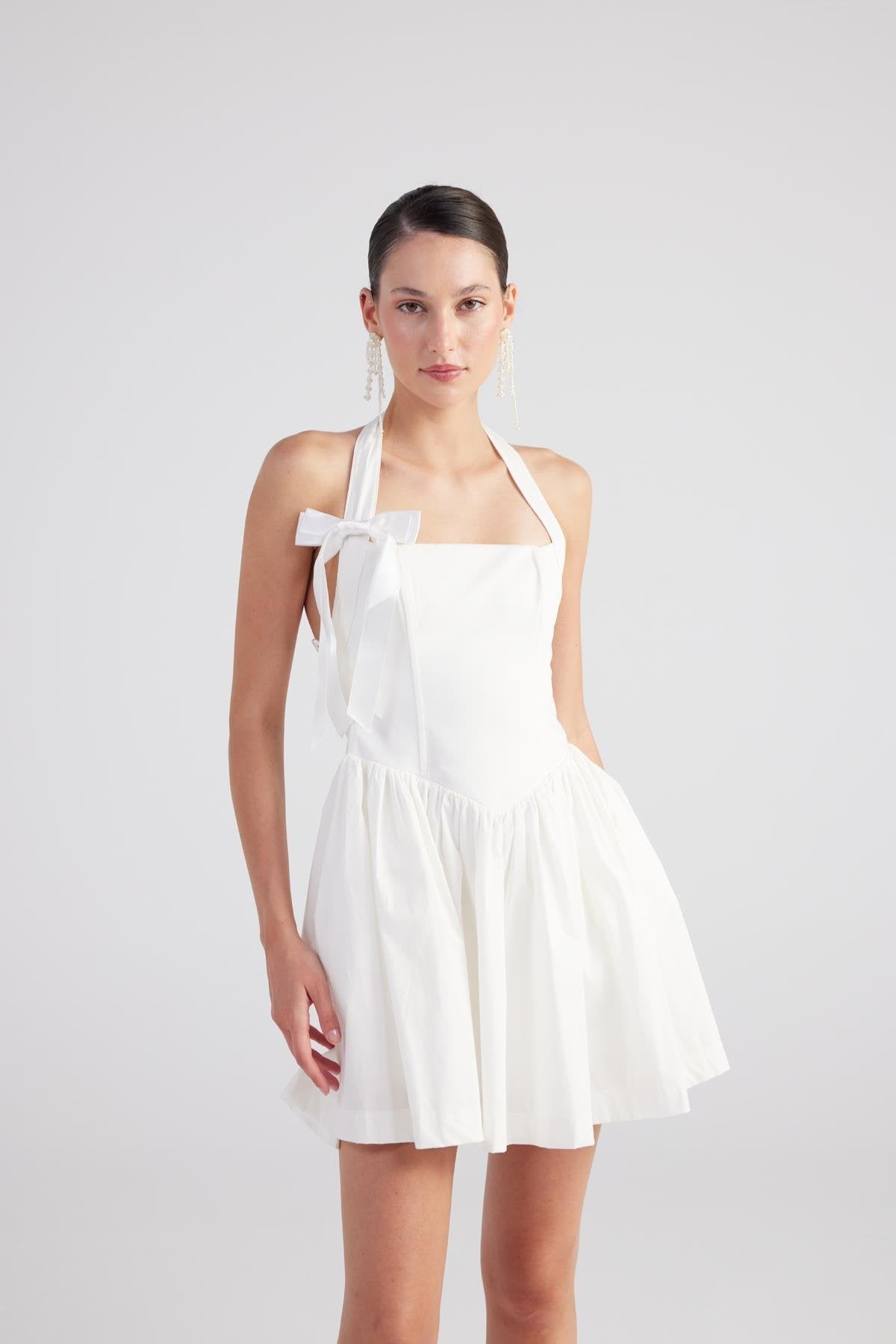 Teresa White Pleated Skirt Mini Dress-2