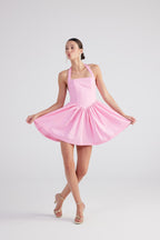 Teresa Pink Pleated Skirt Mini Dress-3