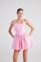 Teresa Pink Pleated Skirt Mini Dress-0