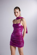 Vivid Pink Strappy Mini Dress-2