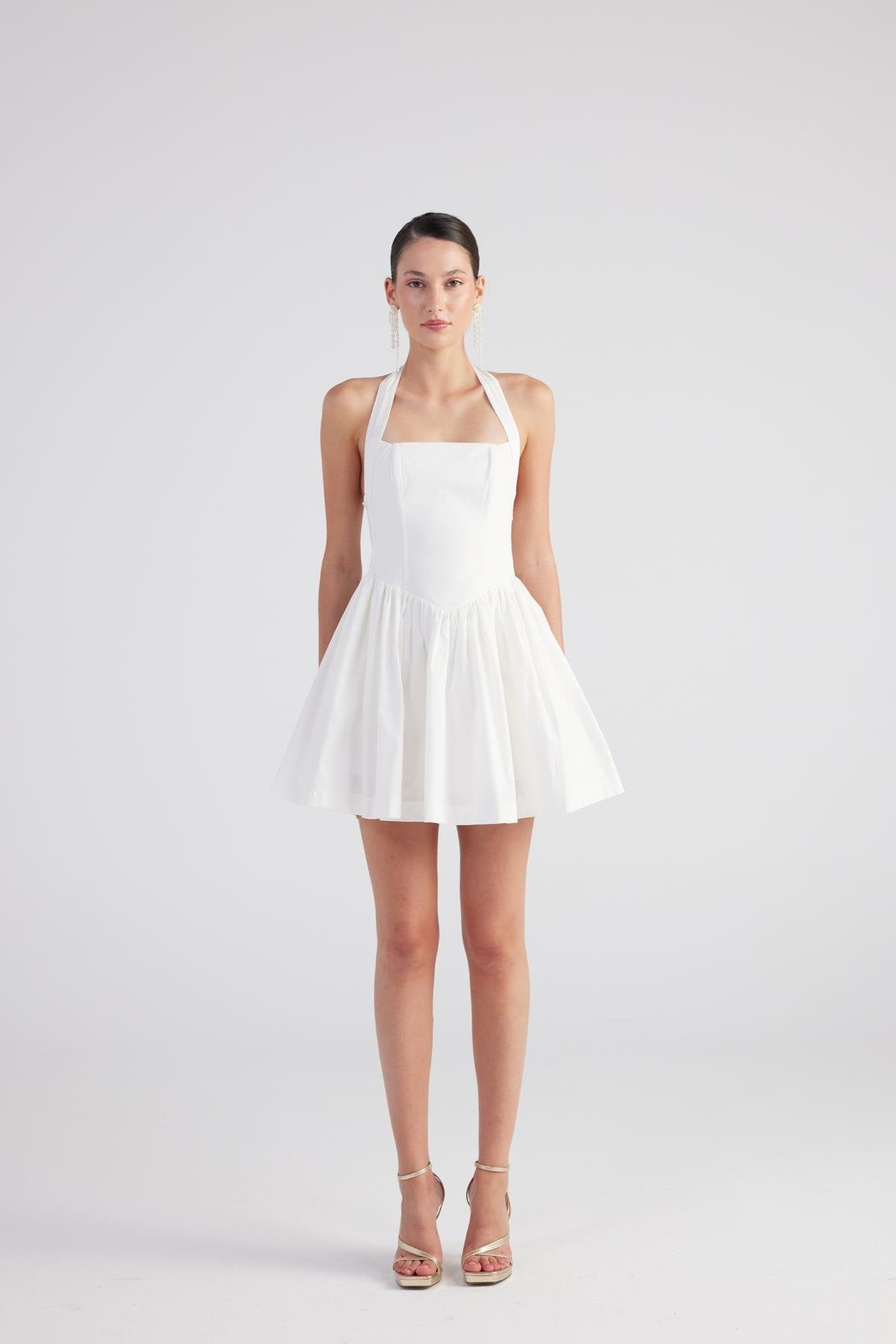 Teresa White Pleated Skirt Mini Dress-1