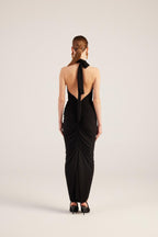 Marie Black Backless Slit Maxi Dress-3