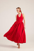 Ophelia Red Princess Style Maxi Dress-4