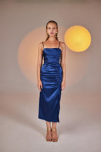 Dipsy Blue Satin Strappy Slit Midi Dress-2