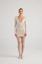 Karly Beige Shiny Mini Dress-4