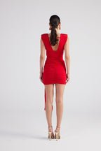 Uma Red Ruched Mini Dress-1