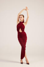 Marie Burgundy Backless Slit Maxi Dress-3
