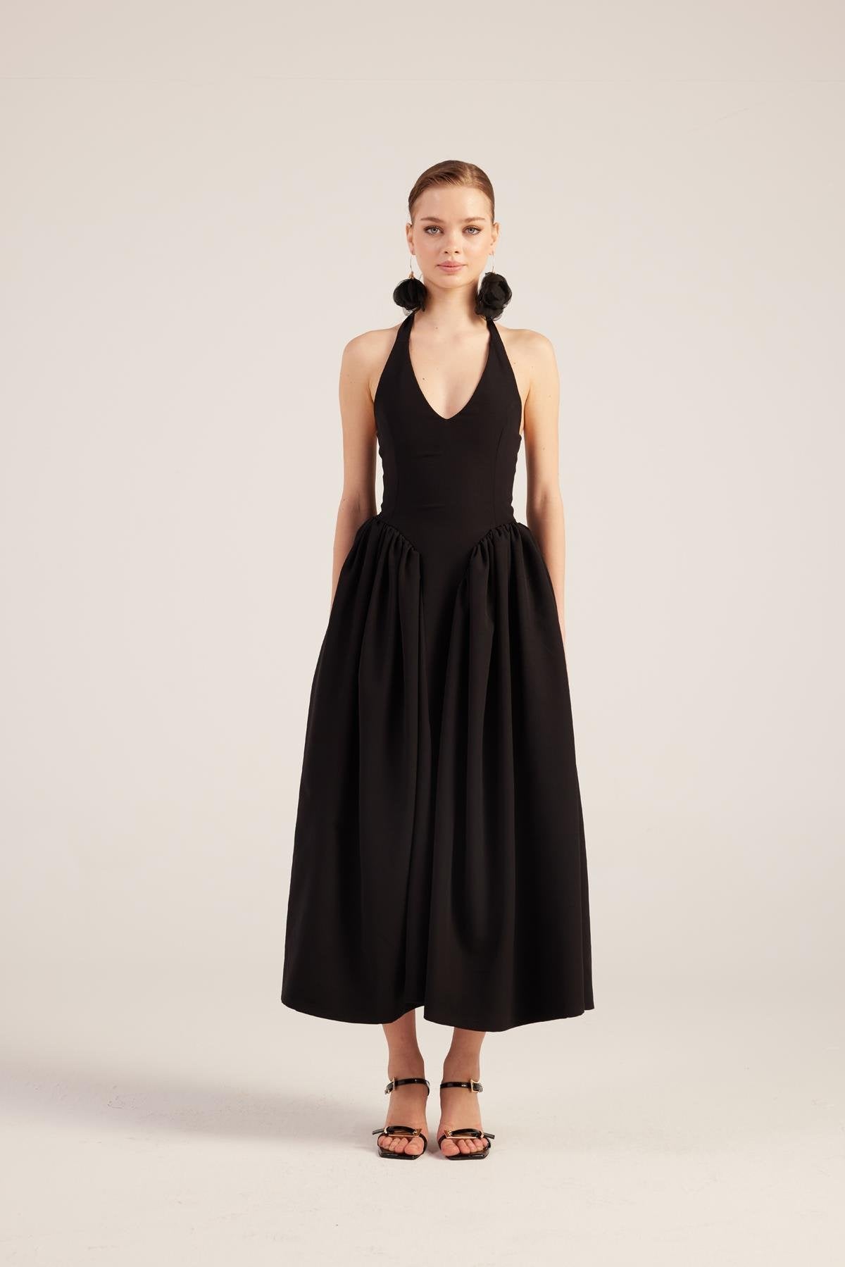 Ophelia Black Princess Style Maxi Dress-3