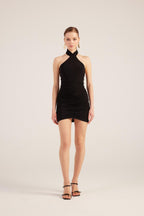Rachel Black Halter Neck Mini Dress-4