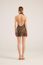 Rachel Brown Leopard Print Halter Neck Mini Dress-2