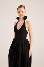Ophelia Black Princess Style Maxi Dress-0