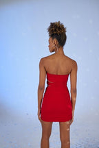 Bubble Red Pleated Mini Bodycon Dress-1