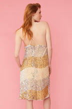 Gold Champagne Sequin Velvet Slip Dress-1