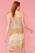 Gold Champagne Sequin Velvet Slip Dress-4