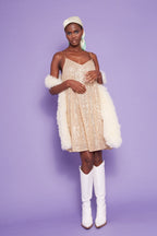 Gold Sequin Lightweight Mini Swing Dress-0