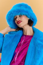 Blue Eco Bamboo Faux Fur Bucket Hat-4