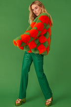 Delilah Green Red Faux Fur Jacket-2