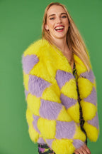 Delilah Yellow Purple Faux Fur Jacket-3