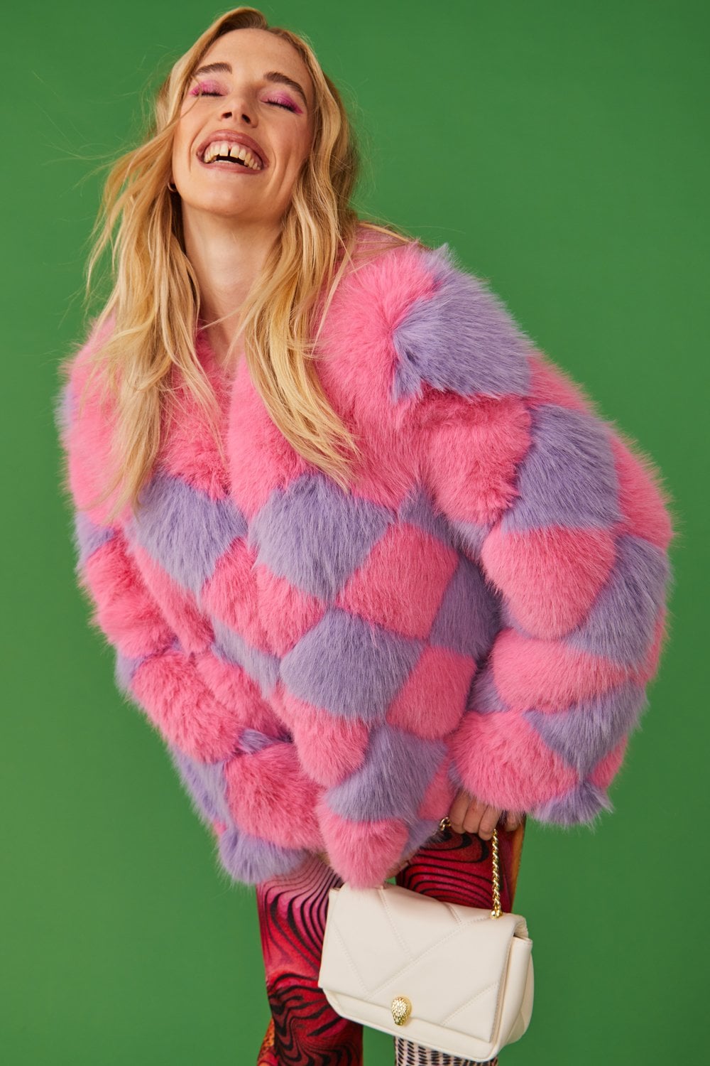 Delilah Pink Purple Faux Fur Jacket-0