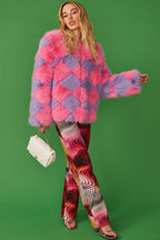 Delilah Pink Purple Faux Fur Jacket-1