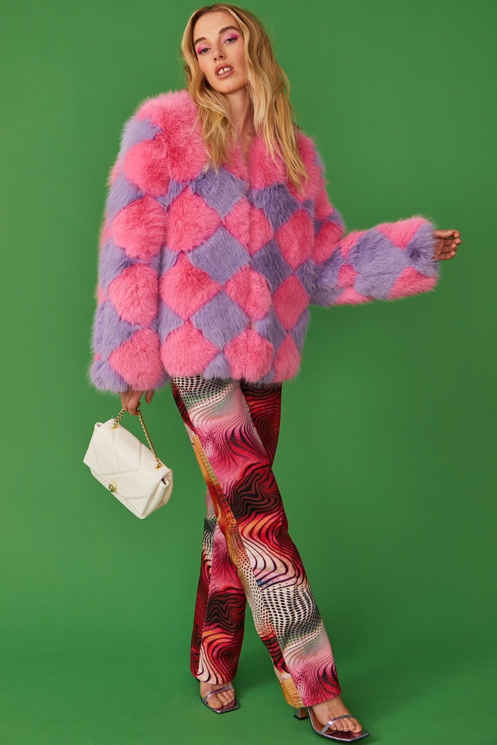 Delilah Pink Purple Faux Fur Jacket-1