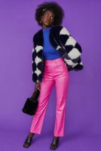 Delilah Black White Faux Fur Jacket-0