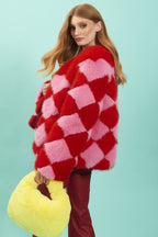 Delilah Red Pink Faux Fur Jacket-2
