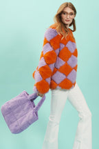 Delilah Orange Purple Faux Fur Jacket-0