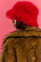 Red Eco Bamboo Faux Fur Bucket Hat-1